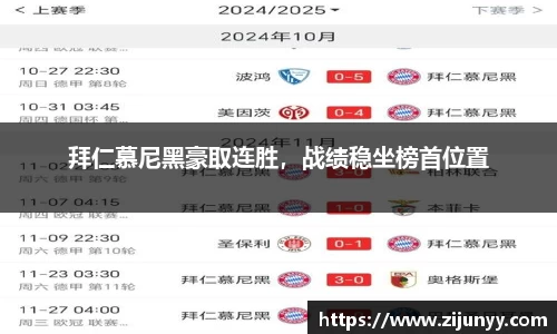 拜仁慕尼黑豪取连胜，战绩稳坐榜首位置